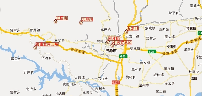 济源景区地图-豫西主要景点路线图