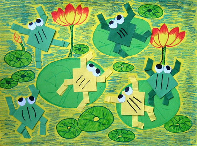 池塘青蛙荷叶简笔画