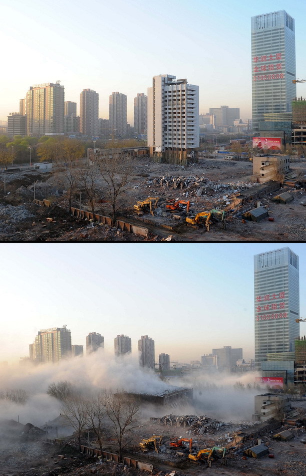沈阳爆破拆除18层高辽宁科技馆_高清图集_新浪网