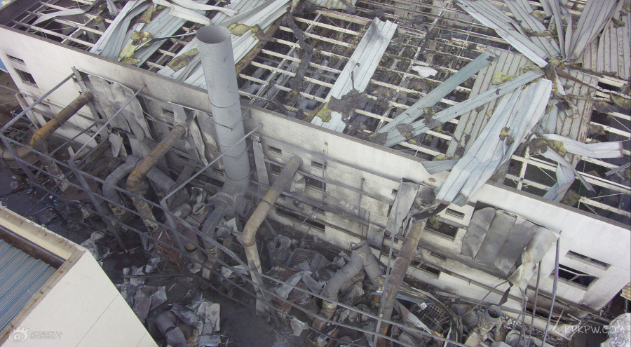 航拍昆山中荣工厂爆炸事故现场