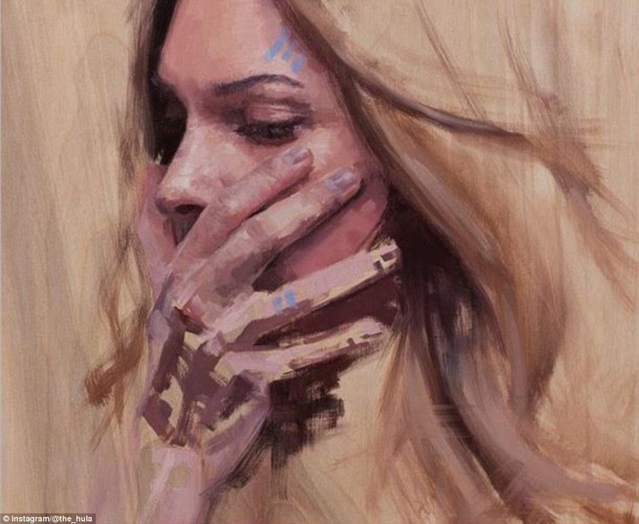 美女在废弃墙出浴美女手绘(12/12)看腋下画家图片