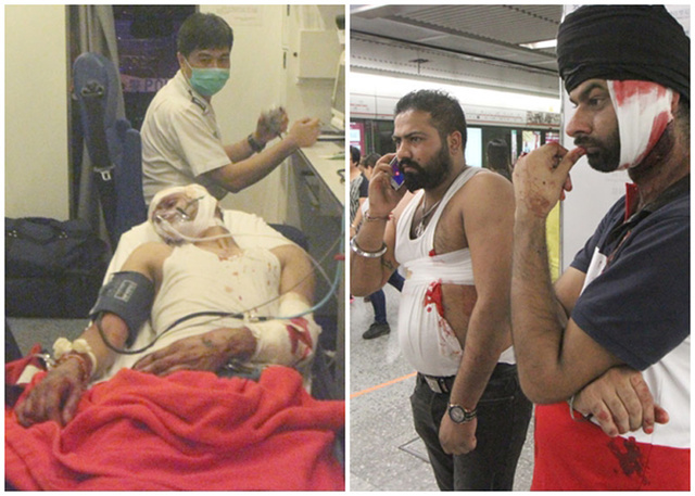 香港地铁发生砍人血案 9男子追砍3人现场照曝光血肉横飞
