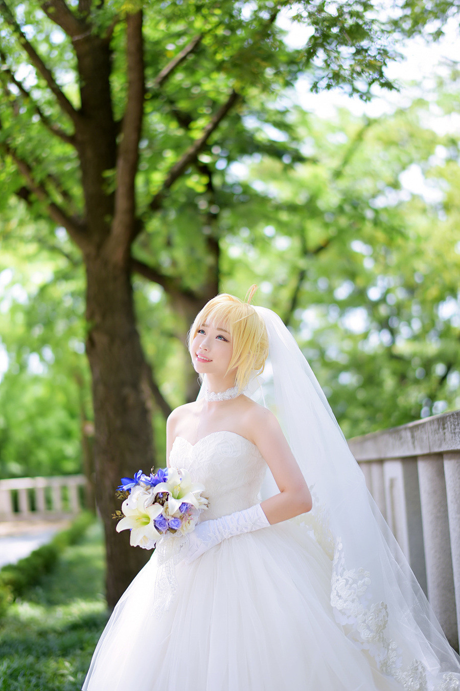 夏美酱cos黑saber图片_saber婚纱cos(2)