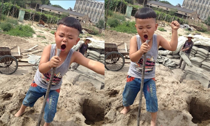 4岁四川娃工地忘情歌唱走红网络-声嘶力竭-丽