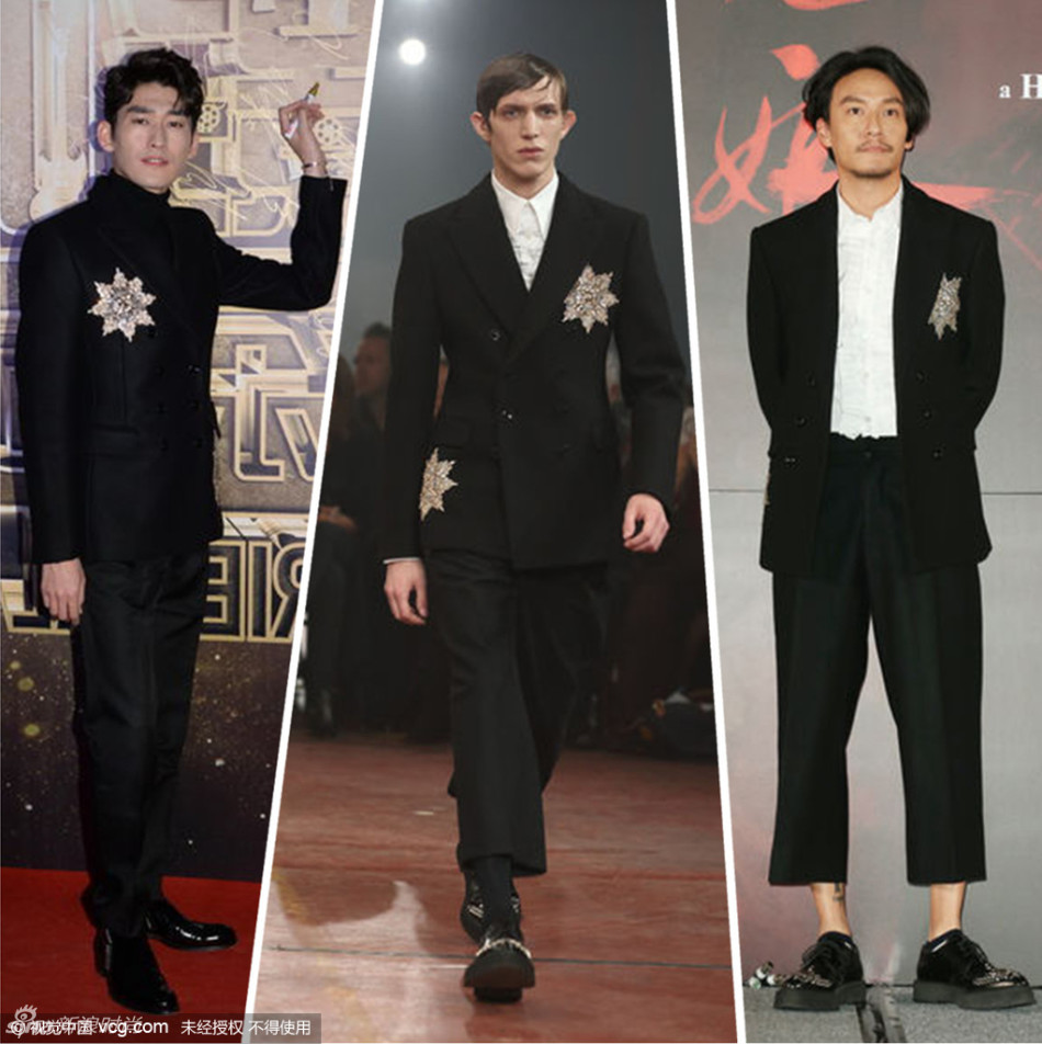 张翰vs 张震:alexander mcqueen 2015秋冬男士系列贴花双排扣西装套装