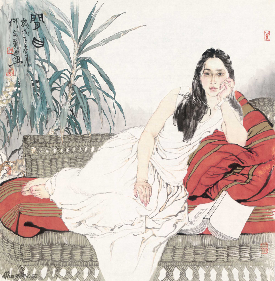 何家英是我国当代卓有艺术成就的工笔人物画家.
