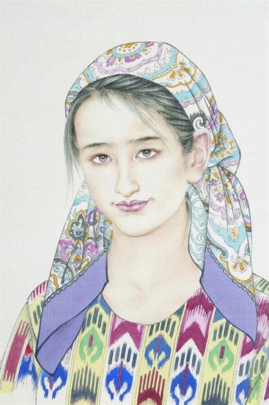 新中国美术家系列:陕西省国画作品展上一张 下一张 叶华,古丽(局部)