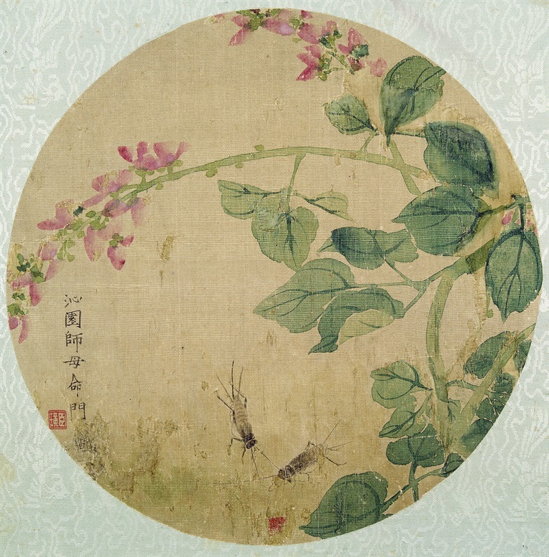 24cm×24cm 1906年 绢本设色 团扇  款识：沁园师母命  辽宁博物馆藏