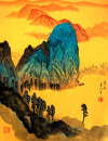 山区小站　金笺画（45X35）