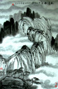 水墨松谷（108X68）李汉平中国画