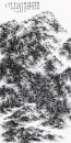 设色焦墨山水 138X68CM 