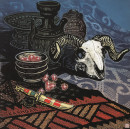 8刘之光版画-羊头小刀红宝石46×46cm