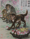 9刘之光水墨-十二生肖镜片-猴