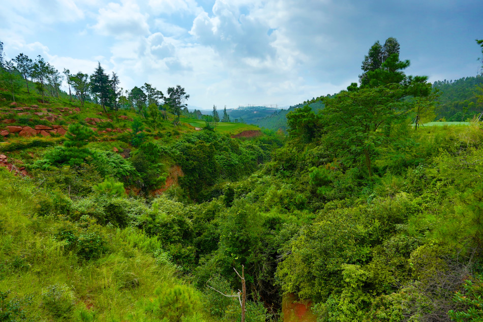 第十八洞全景：冠军之路上果岭被沙坑守卫，远方会所静待凯旋