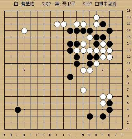 中日韩三国四地围棋邀请赛决赛,聂卫平执黑不敌曹薰铉,以上是动图棋谱