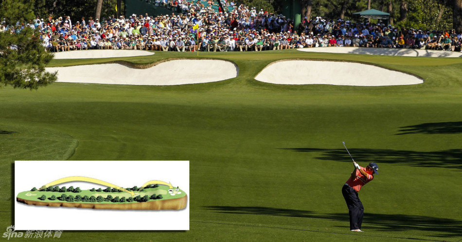 冠军之路，夕阳下，第十八洞球道笼罩着金色光辉，象征着漫长比赛后通往荣耀的最终挑战。