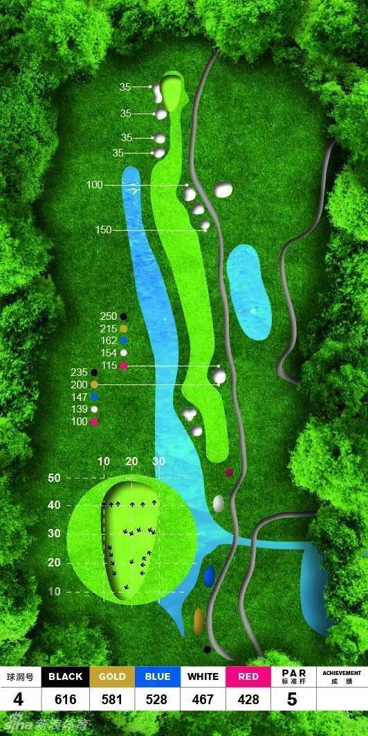 果岭边的精准推杆：夕阳下，球员在果岭上专注观察推杆线路，修剪完美的果岭如绿色绒毯，与远处的树林构成宁静画面。