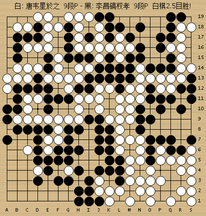 围棋名人混双赛决赛动图棋谱,以上是李昌镐权孝珍执黑vs唐韦星於之莹