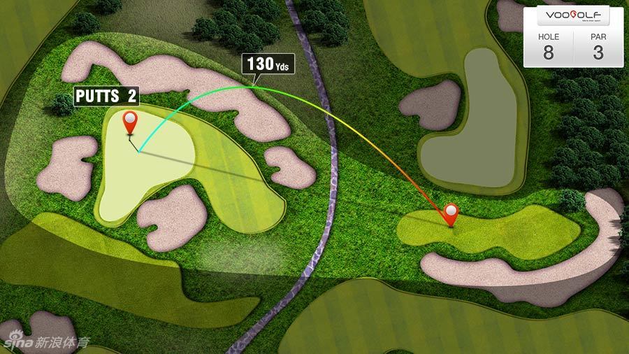 冯珊珊身披五星红旗，在奥运高尔夫球场的绿茵上昂首向前，笑容自信而灿烂