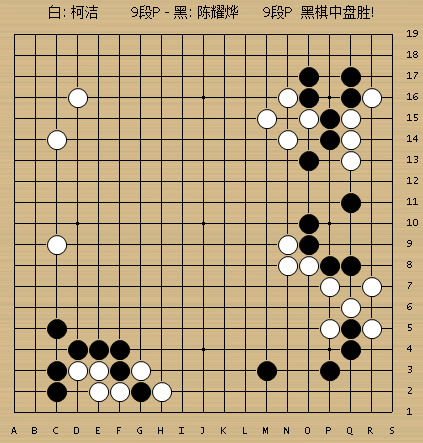 陈耀烨执黑对阵柯洁,图为动图棋谱