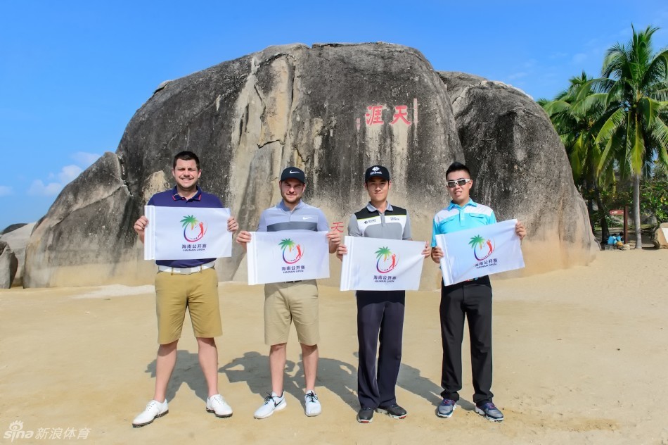 中国球员欧阳正与欧洲球员乔丹·史密斯在天涯海角礁石旁并肩而立，眺望蔚蓝南海，寓意赛事跨越山海连接中西。