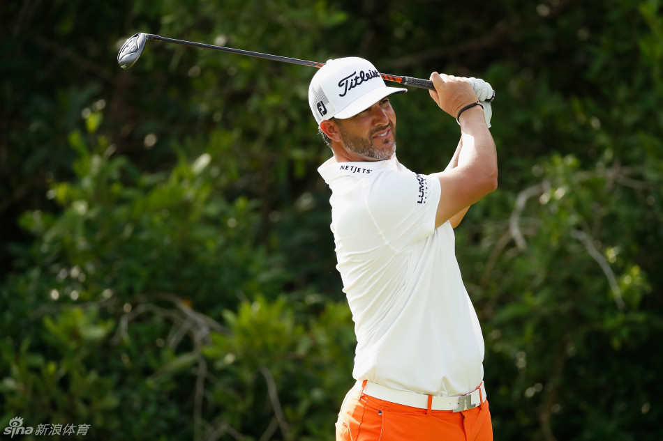 韦伯·辛普森在变色龙球场海边长草中救球，专注处理艰难球位。