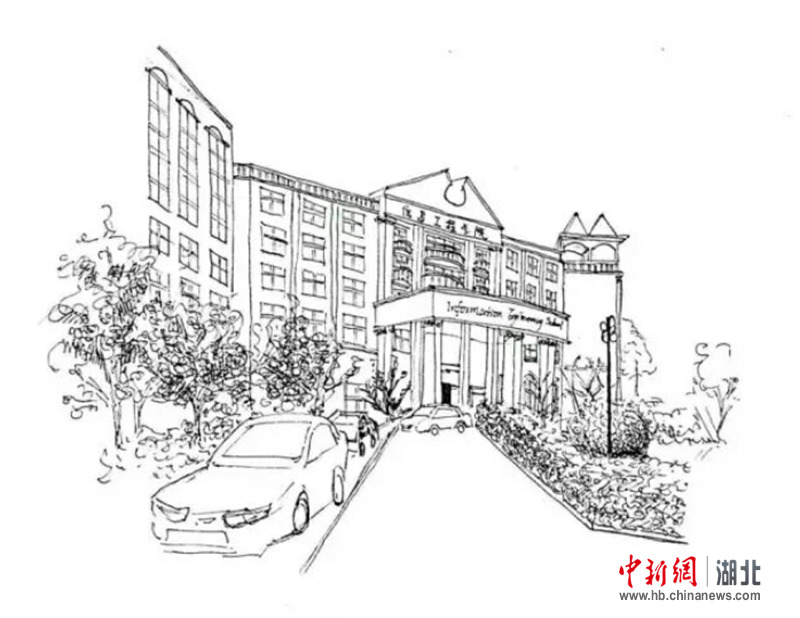 大二女生手绘武昌理工学院校园建筑受称赞