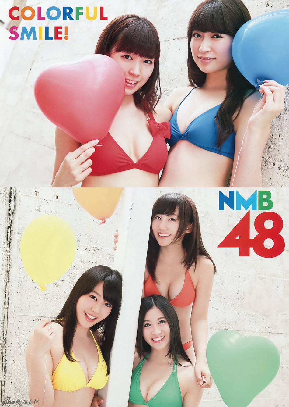 日本少女团体NMB48彩虹泳衣甜美性感