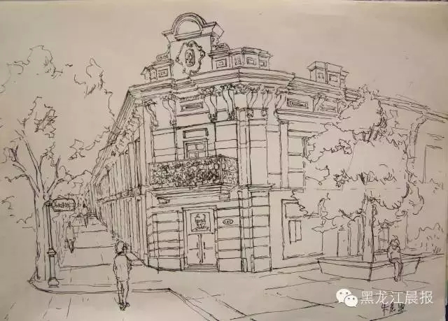西安交大人居学院建筑学系学生手绘哈尔滨