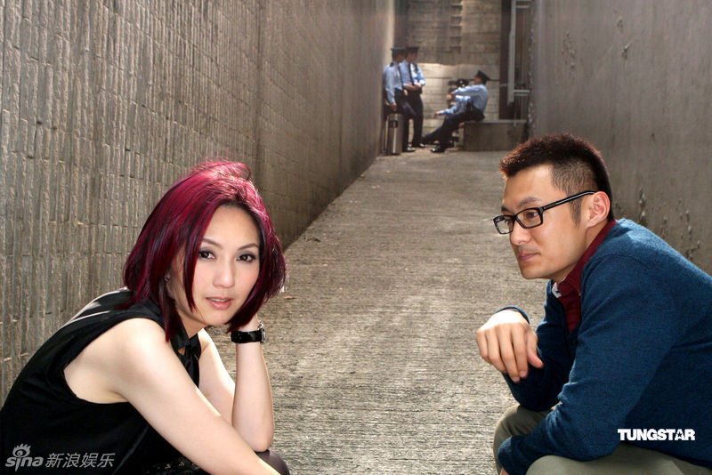杨千嬅余文乐拍电影 当街吸烟很亲密 -- 佛山E