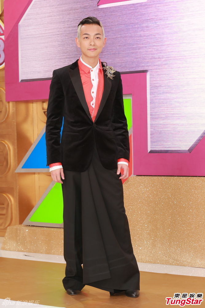 组图:TVB台庆红毯梁烈唯白<em>鬓发</em>型配裙装显另