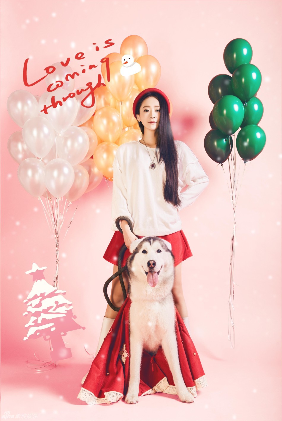 严艺丹粉嫩圣诞大片 化身麋鹿小红帽