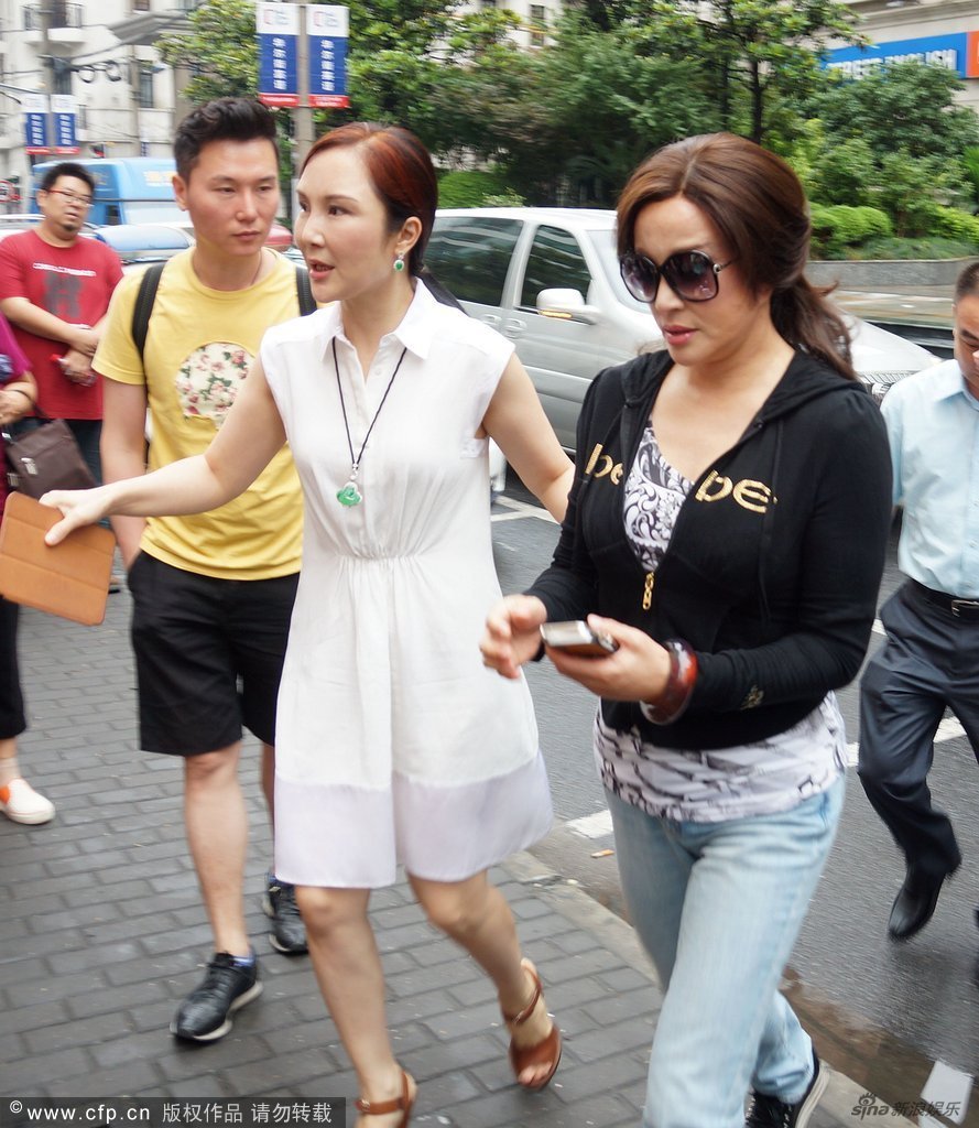 组图:刘晓庆为美容院站台 黑超遮面引人群骚动