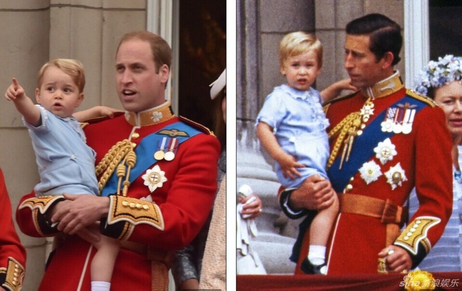 图片: 英女王 89岁 生日庆典  乔治小王子大方挥手