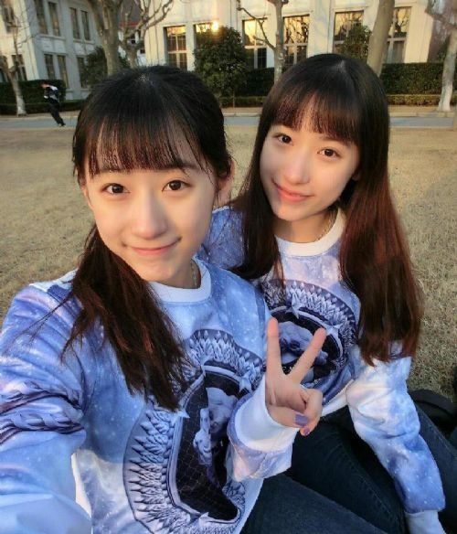 复旦双胞胎姐妹校花晒自拍合照走红