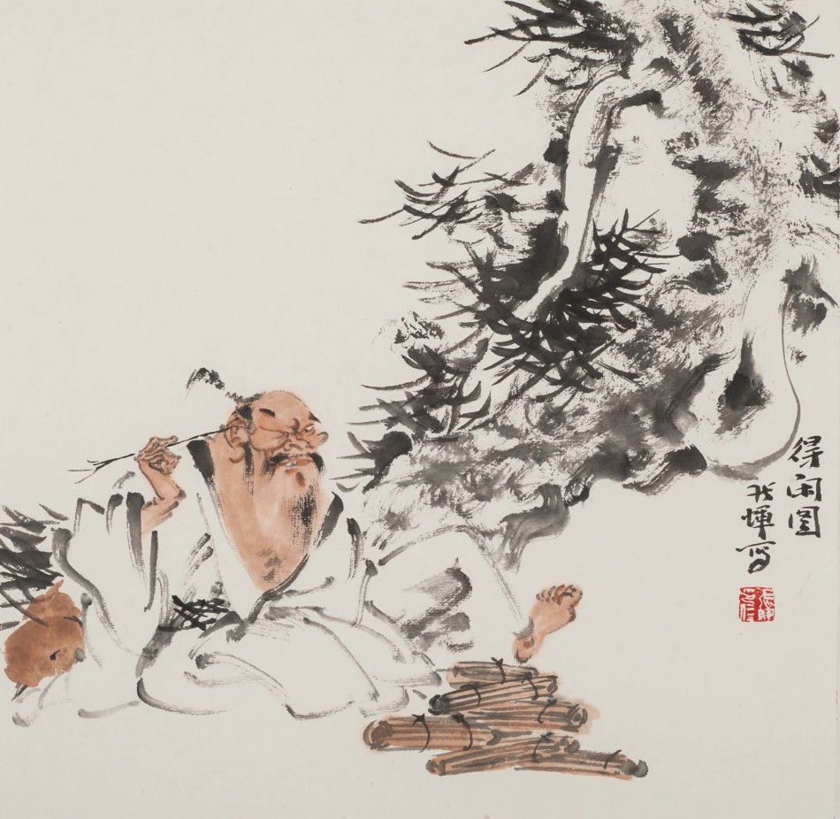 写意人物画家张辉作品赏析 ——得闲图