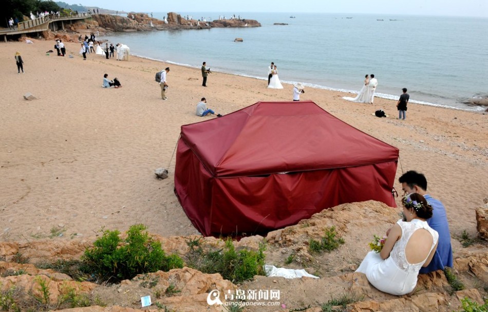 青岛海边婚纱_青岛海边图片(3)