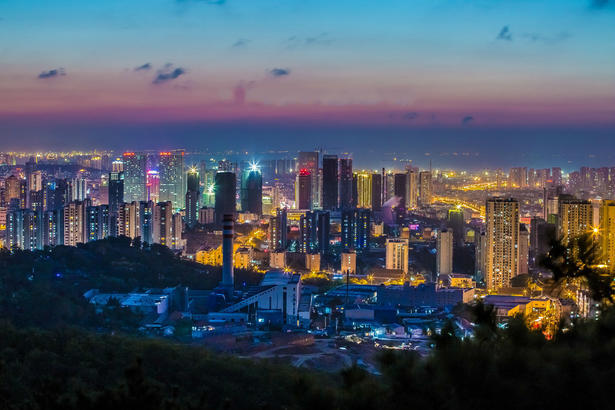 华灯初上 这样的夜景是青岛_高清图集_新浪网