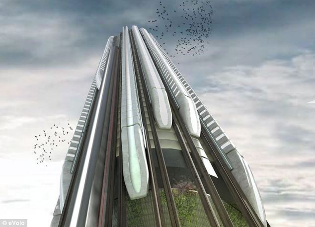 创意垂直车站让列车爬高楼：似摩天轮旋转