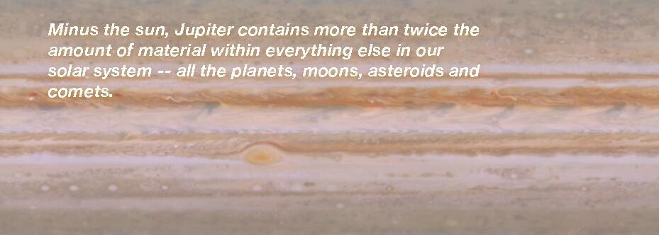 木星所含物质超过了太阳系中除太阳之外其余物质总和的两倍，包括所有行星、卫星、小行星和彗星在内。