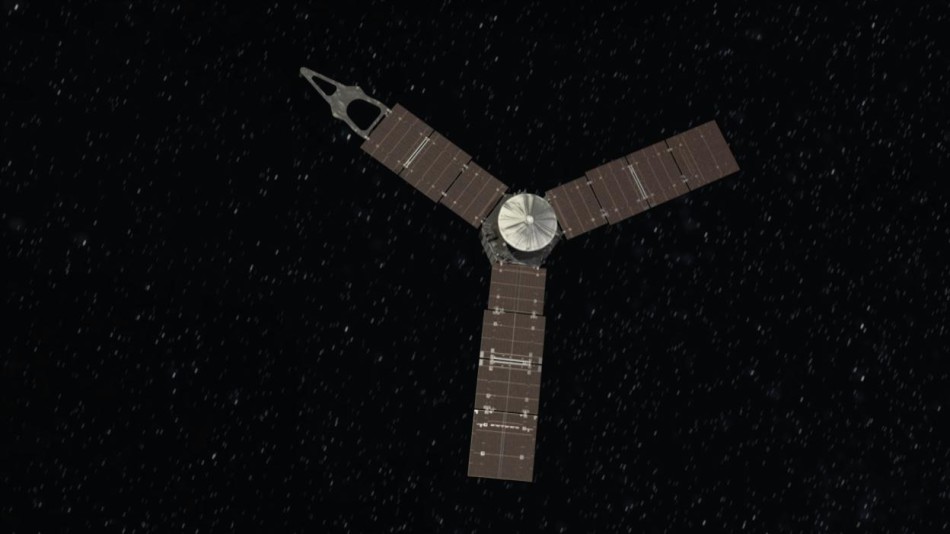 这张概念图显示了朱诺探测器在运行时不断旋转的情景。