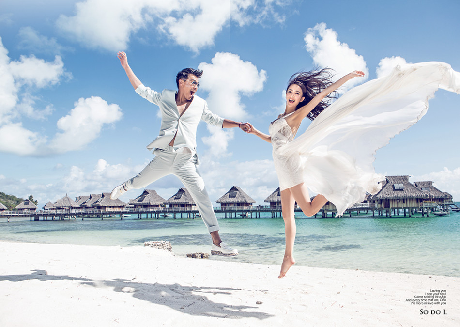 陈思诚&佟丽娅大溪地唯美婚纱照_丹东新闻网