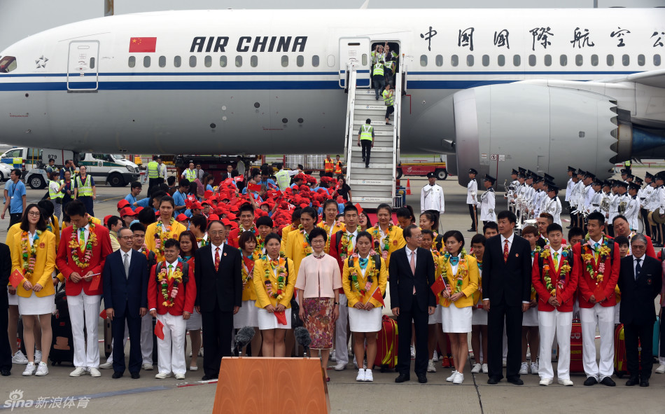 中国奥运代表团抵达香港