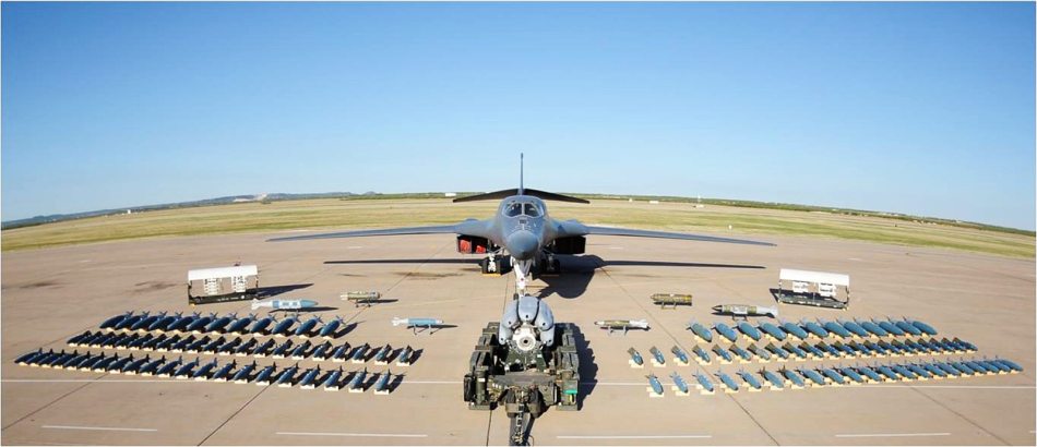 美國空軍B-1B戰略轟炸機掛彈能力強隱身性好