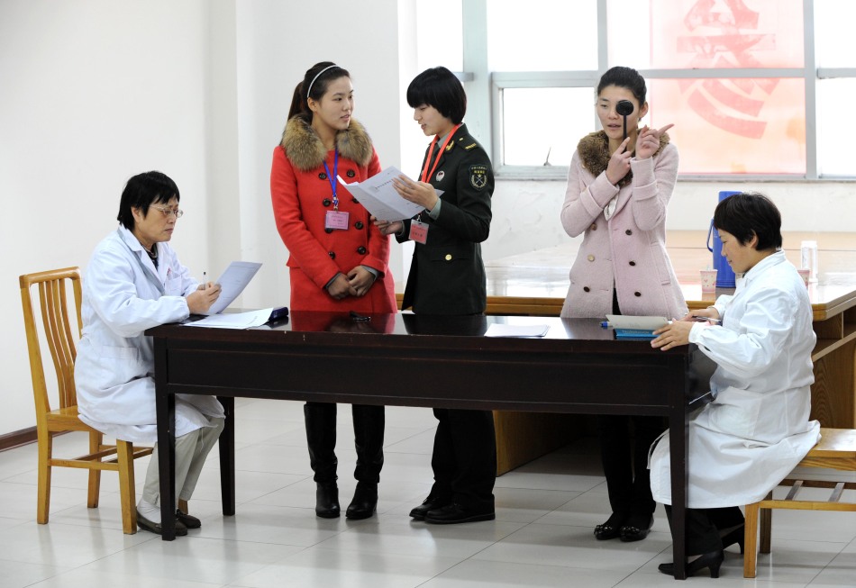 江苏省2399名应征女青年参加征兵体检