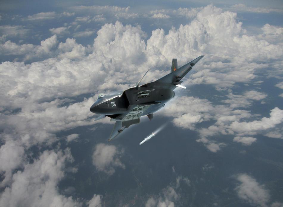 網友制作精美殲20戰機爬升空射導彈CG圖
