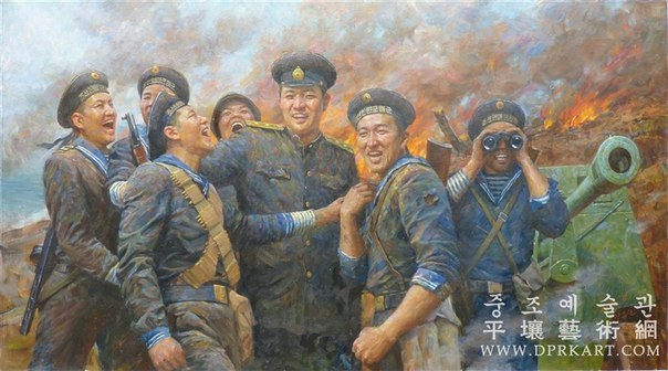 朝鲜抗美援朝战争宣传画 人民军英勇美帝残忍