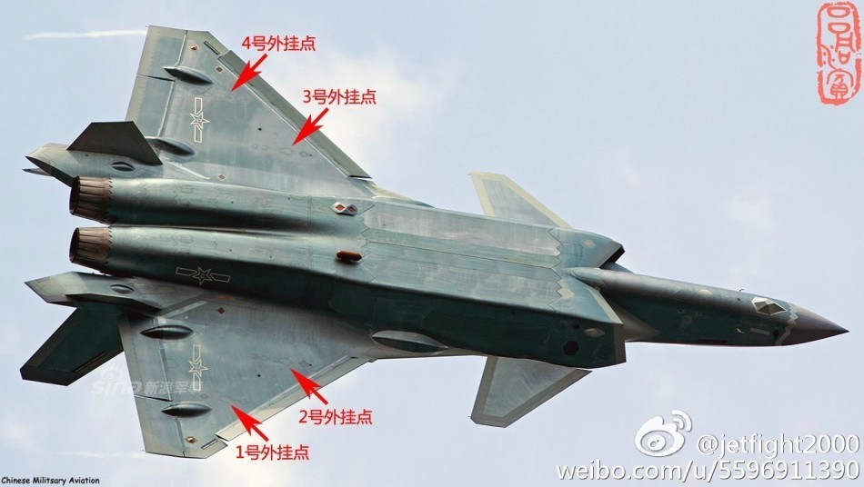 曝歼20战机挂四副油箱高清图:可带大型巡航弹
