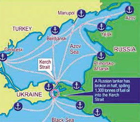 俄油轮断裂2000吨重油流入黑海(图)