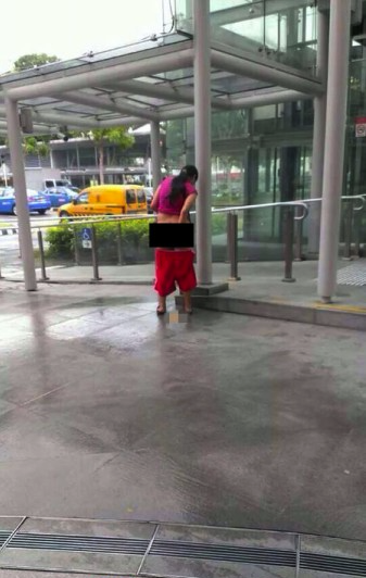 新加坡当街大便女子非中国人